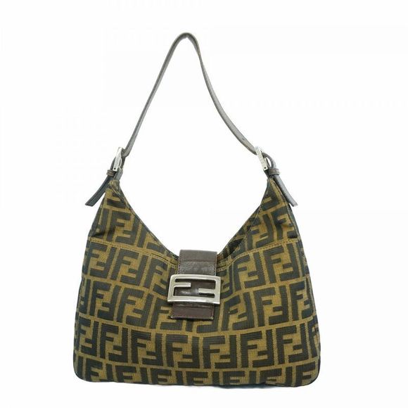 Fendi Handbags - Fendi Shoulder Bag Zucca Nylon Canvas Brown Silver Hardware Women